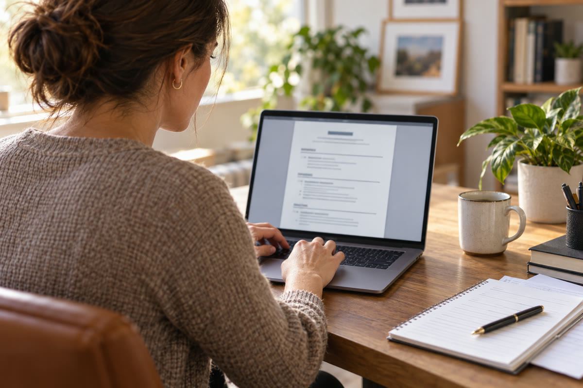 Professional revising a resume for a new career direction