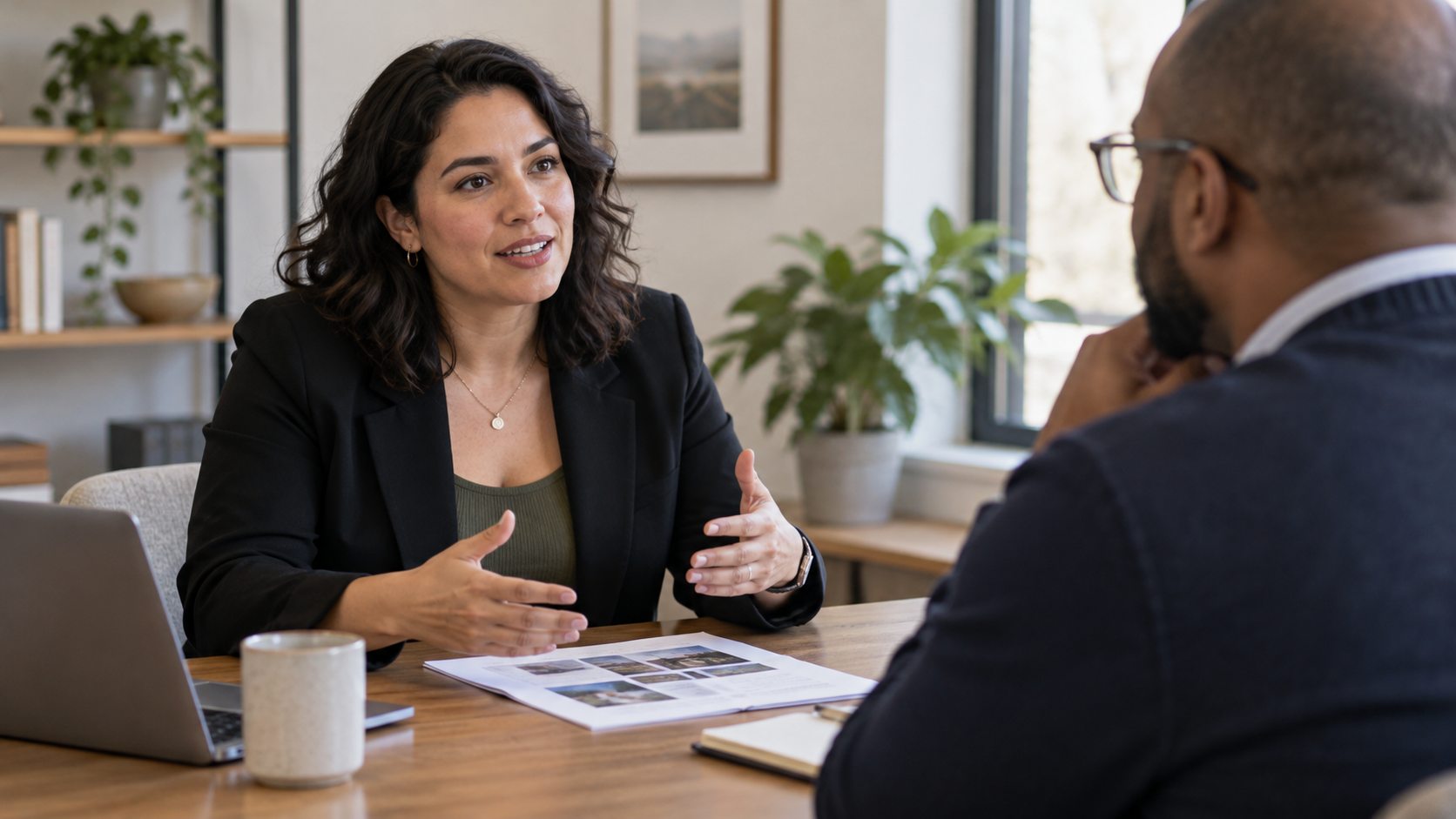 Candidate explaining a project example to an interviewer