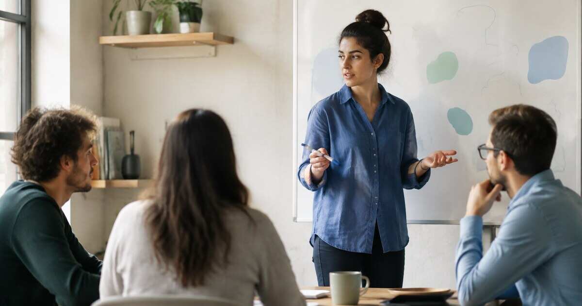 A professional guiding a collaborative project discussion